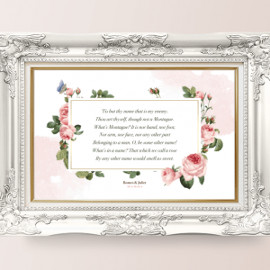 Poster Mockup - A Rose by Any Other Name - Romeo and Juliet quote - Shakespeare