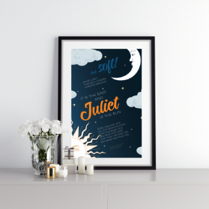 Mockup of quote poster - juliet is the sun - Romeo and Juliet quote - Shakespeare