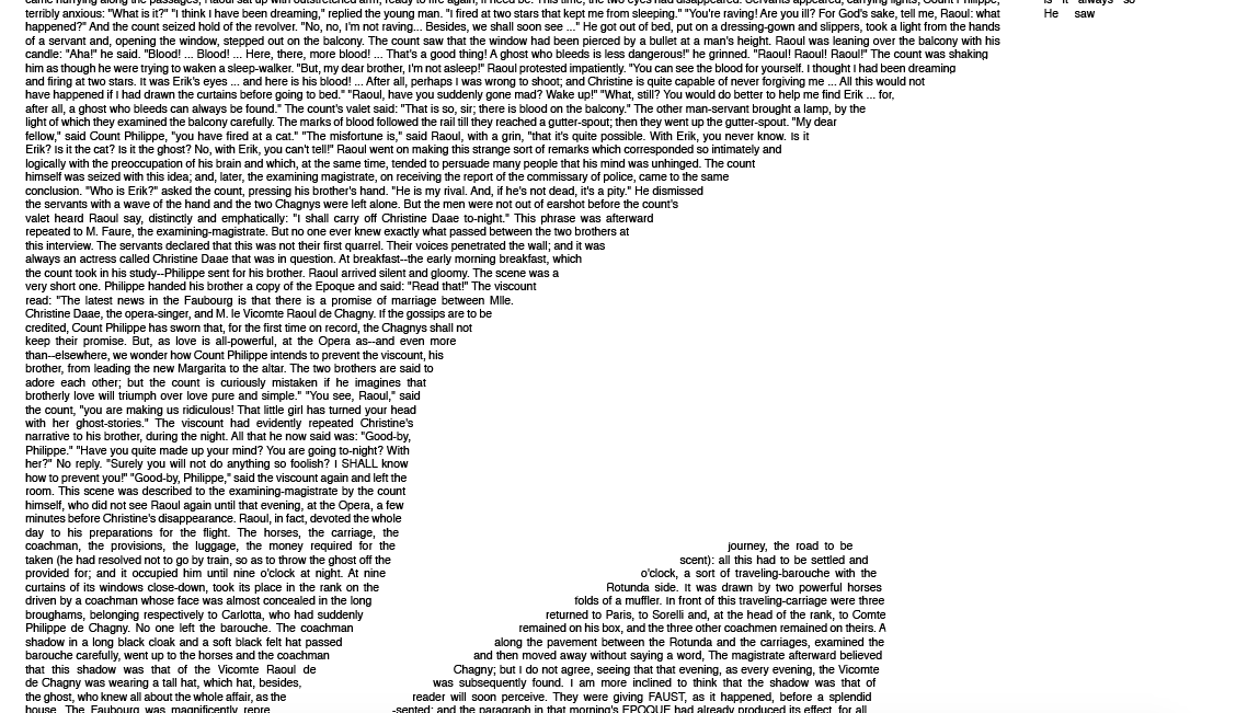 Zoom of text wrap of The Phantom of the Opera book poster