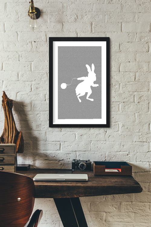 Alice in Wonderland Book Poster (Rabbit Design)
