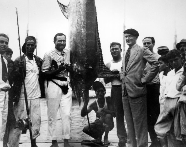 Ernest Hemingway with a marlin