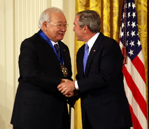 N Scott Momaday with George W Bush