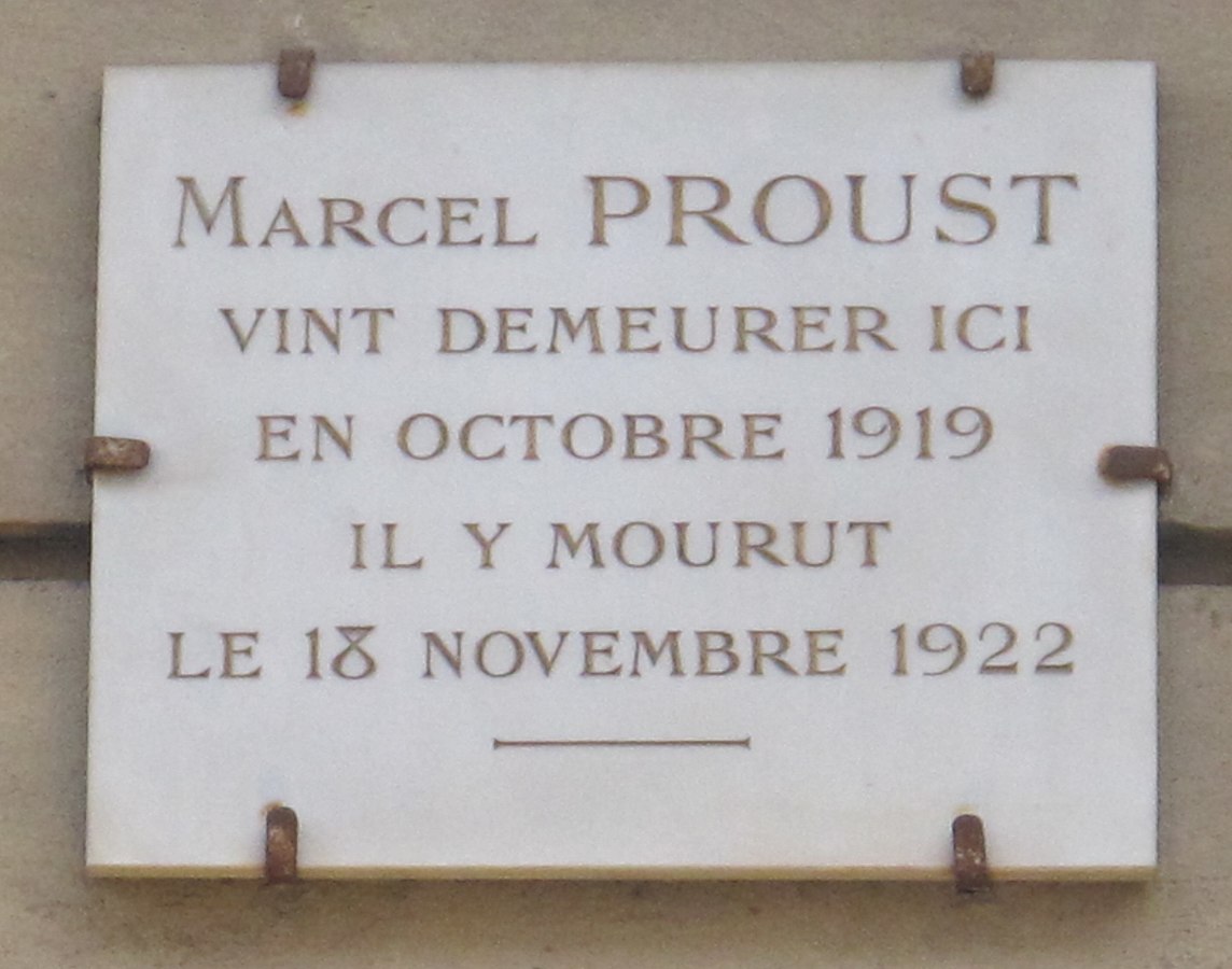 Commemorative plaque for Marcel Proust